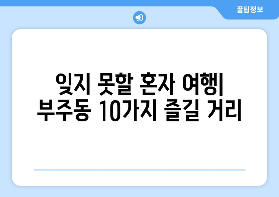 잊지 못할 혼자 여행| 부주동 10가지 즐길 거리