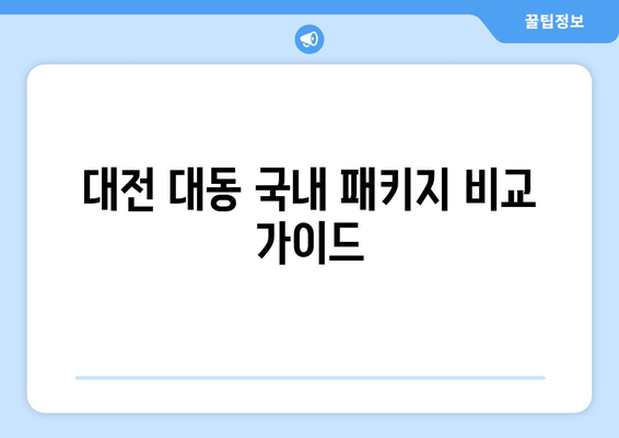 대전 대동 국내 패키지 비교 가이드