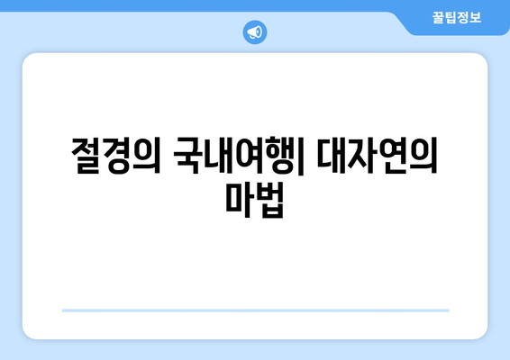 절경의 국내여행| 대자연의 마법