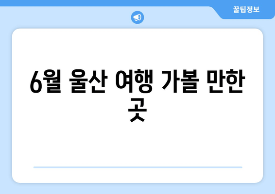 6월 울산 여행 가볼 만한 곳