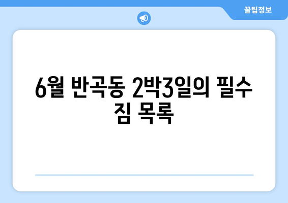 6월 반곡동 2박3일의 필수 짐 목록