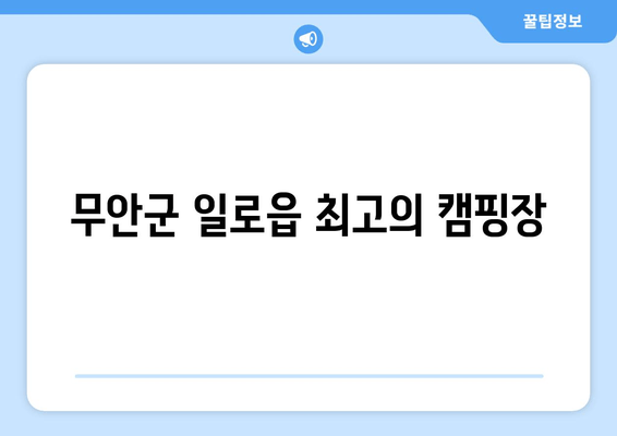 무안군 일로읍 최고의 캠핑장