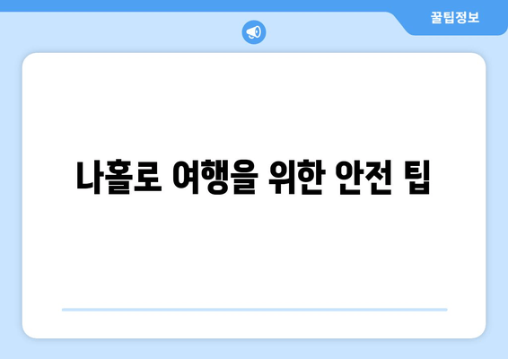 나홀로 여행을 위한 안전 팁