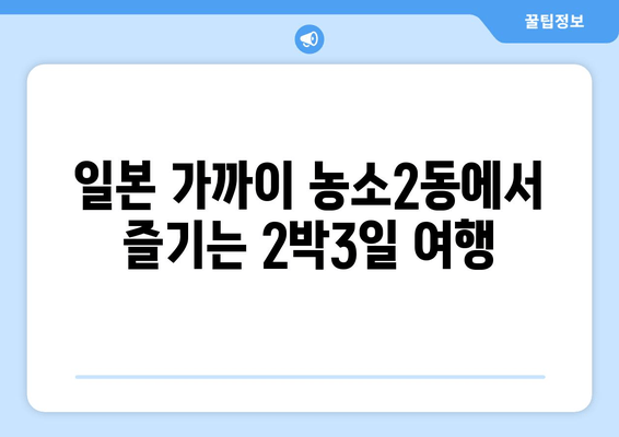 일본 가까이 농소2동에서 즐기는 2박3일 여행