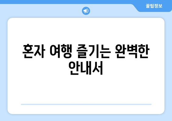 혼자 여행 즐기는 완벽한 안내서