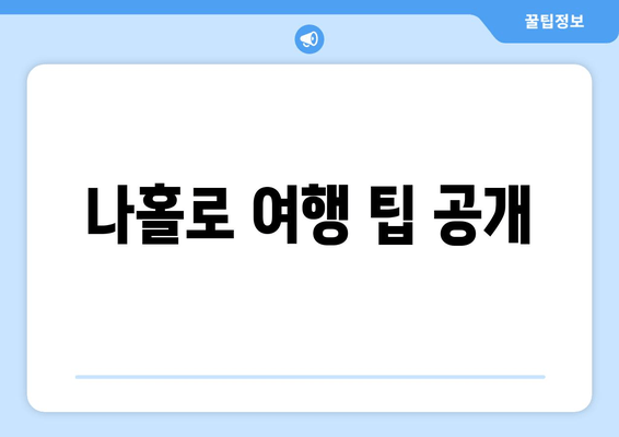 나홀로 여행 팁 공개