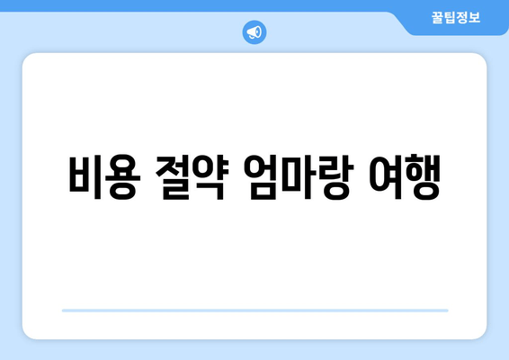 비용 절약 엄마랑 여행