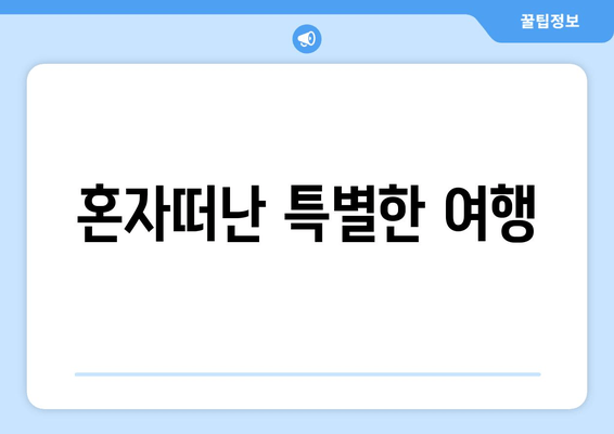 혼자떠난 특별한 여행