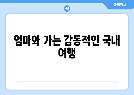 엄마와 가는 감동적인 국내 여행