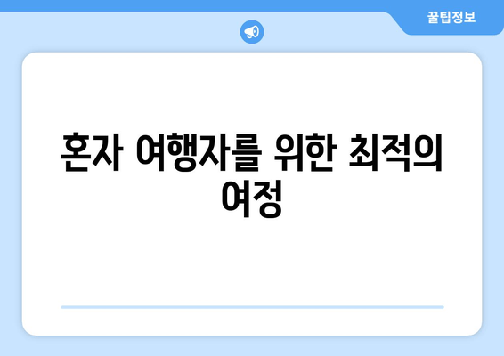 혼자 여행자를 위한 최적의 여정