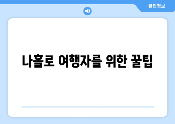 나홀로 여행자를 위한 꿀팁