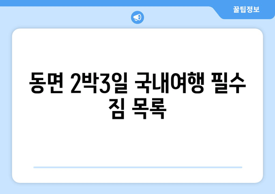 동면 2박3일 국내여행 필수 짐 목록