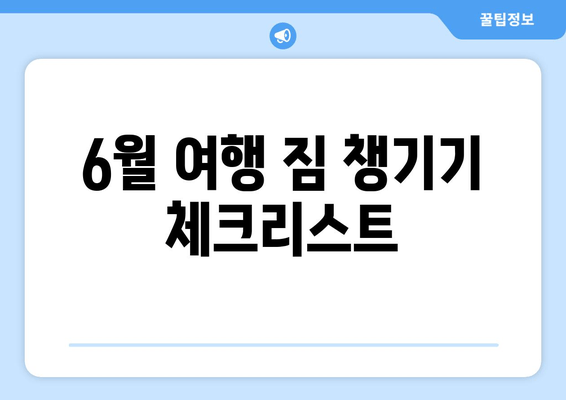 6월 여행 짐 챙기기 체크리스트