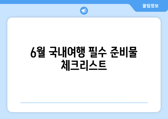 6월 국내여행 필수 준비물 체크리스트