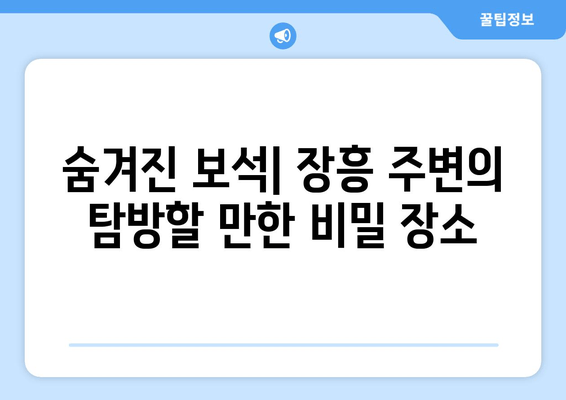 숨겨진 보석 장흥 주변의 탐방할 만한 비밀 장소