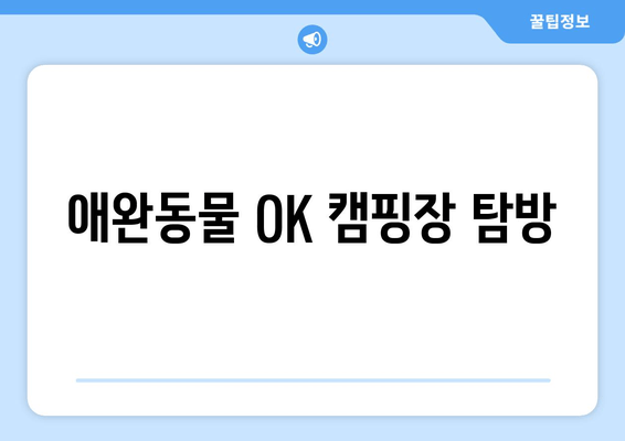 애완동물 OK 캠핑장 탐방