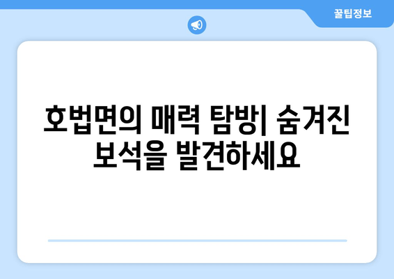 호법면의 매력 탐방| 숨겨진 보석을 발견하세요