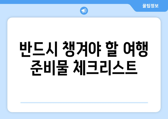 반드시 챙겨야 할 여행 준비물 체크리스트