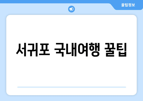 서귀포 국내여행 꿀팁