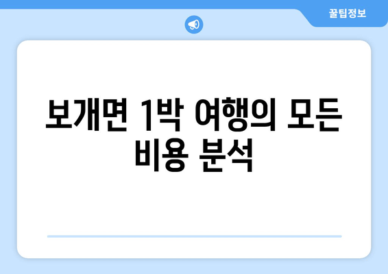 보개면 1박 여행의 모든 비용 분석