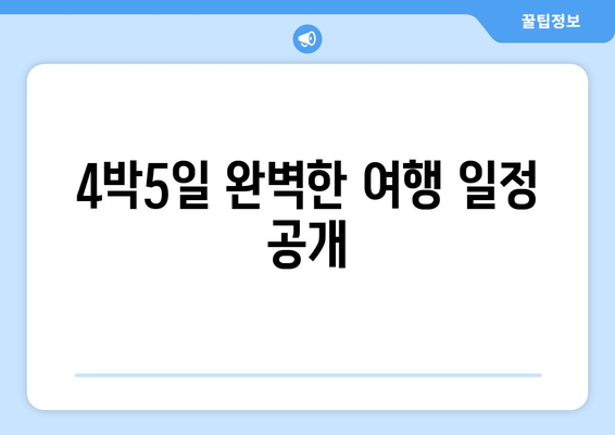 4박5일 완벽한 여행 일정 공개