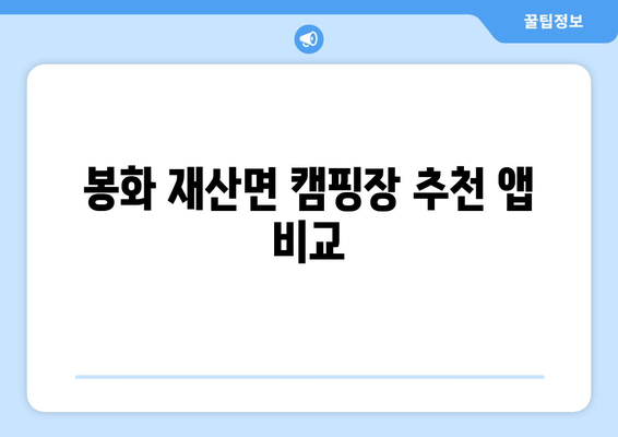 봉화 재산면 캠핑장 추천 앱 비교