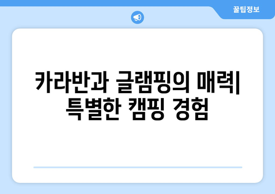 카라반과 글램핑의 매력| 특별한 캠핑 경험