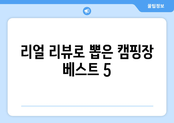 리얼 리뷰로 뽑은 캠핑장 베스트 5