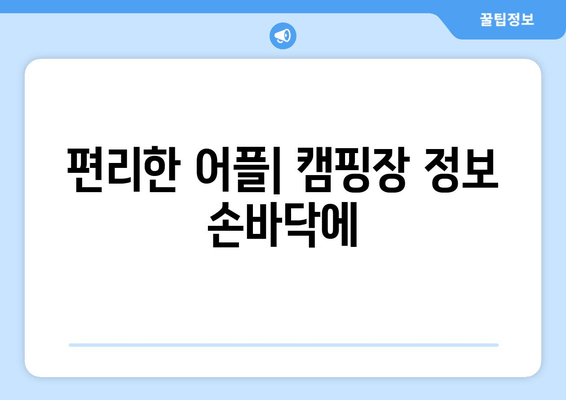 편리한 어플| 캠핑장 정보 손바닥에