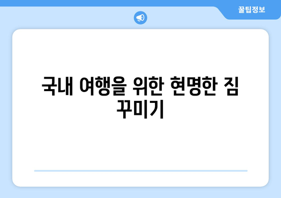 국내 여행을 위한 현명한 짐 꾸미기