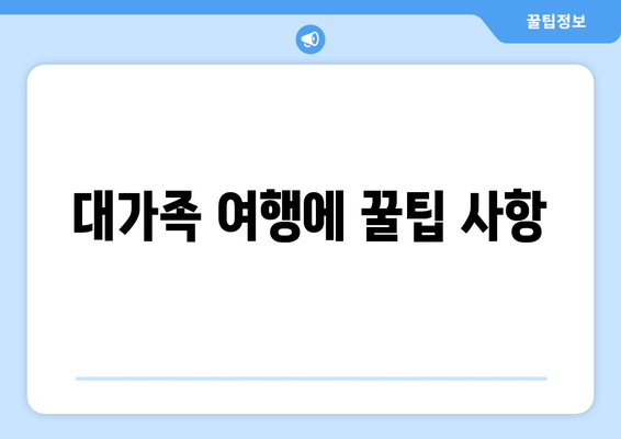 대가족 여행에 꿀팁 사항