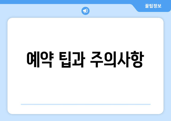 예약 팁과 주의사항