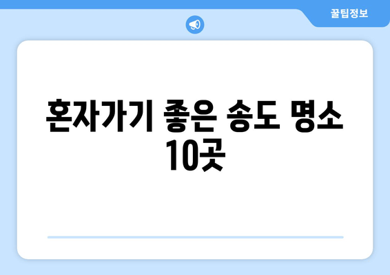 혼자가기 좋은 송도 명소 10곳