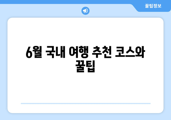 6월 국내 여행 추천 코스와 꿀팁