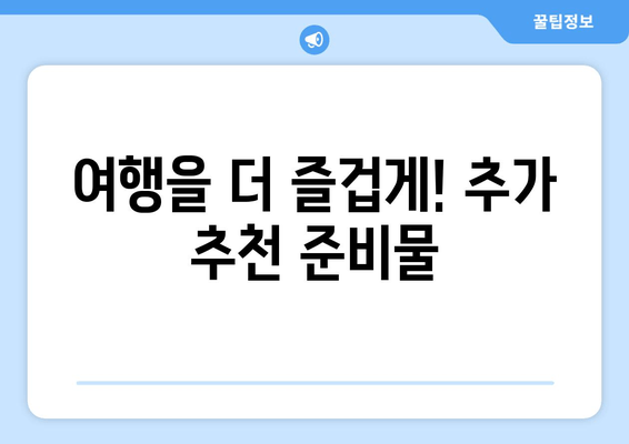 여행을 더 즐겁게! 추가 추천 준비물