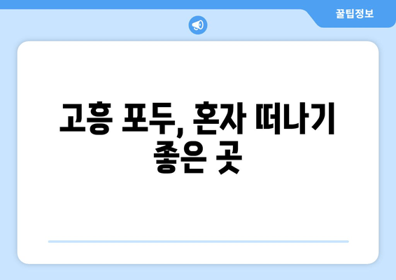 고흥 포두, 혼자 떠나기 좋은 곳