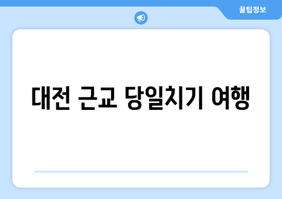 대전 근교 당일치기 여행