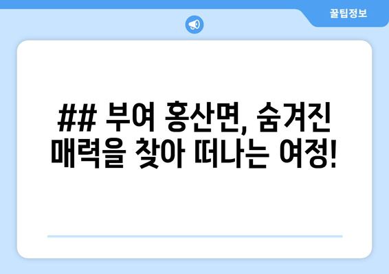 ## 부여 홍산면, 숨겨진 매력을 찾아 떠나는 여정!