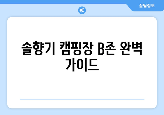 솔향기 캠핑장 B존 완벽 가이드| 시설부터 꿀팁까지 | 캠핑장 추천, B존 정보, 솔향기 캠핑