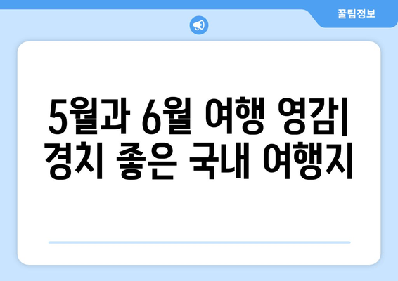 5월과 6월 여행 영감| 경치 좋은 국내 여행지