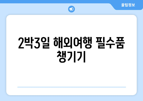 2박3일 해외여행 필수품 챙기기