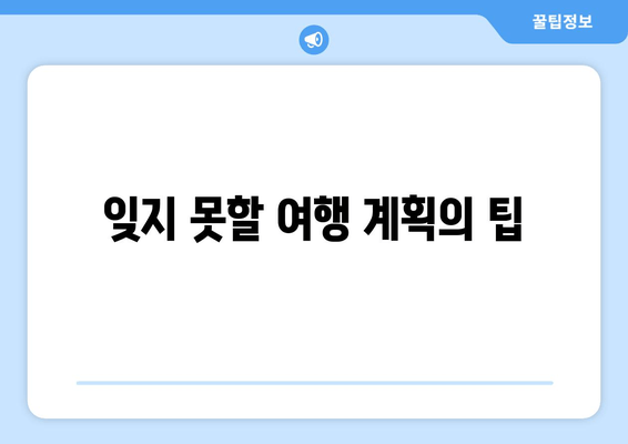 잊지 못할 여행 계획의 팁