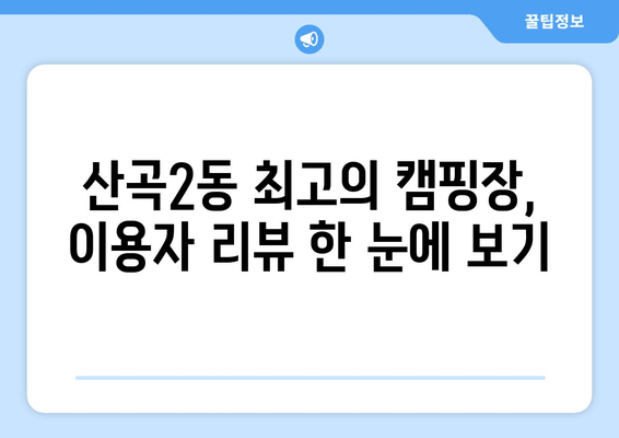 산곡2동 최고의 캠핑장, 이용자 리뷰 한 눈에 보기