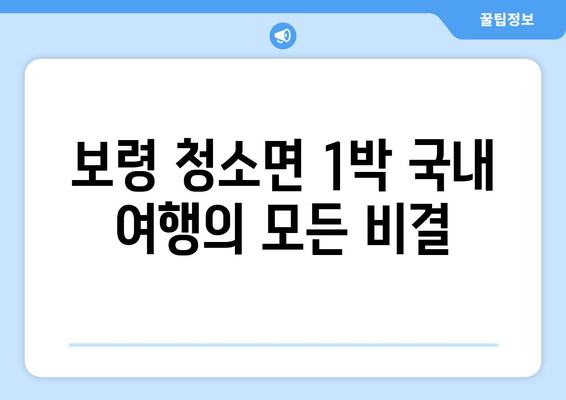 보령 청소면 1박 국내 여행의 모든 비결