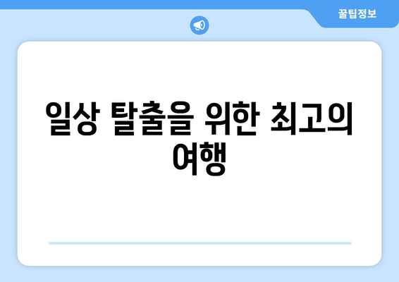 일상 탈출을 위한 최고의 여행