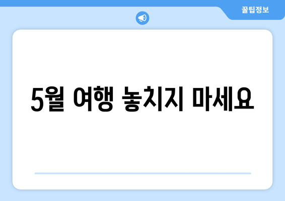 5월 여행 놓치지 마세요