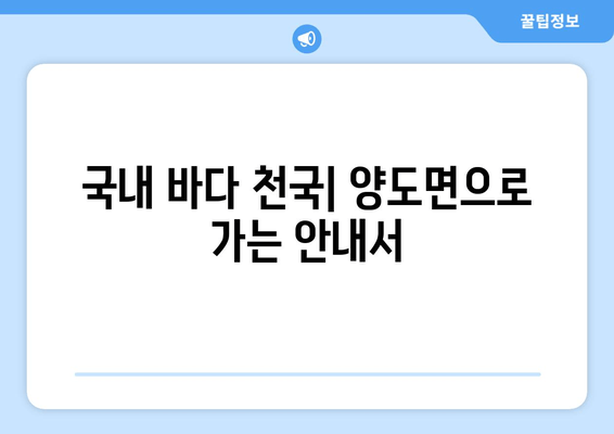 국내 바다 천국| 양도면으로 가는 안내서