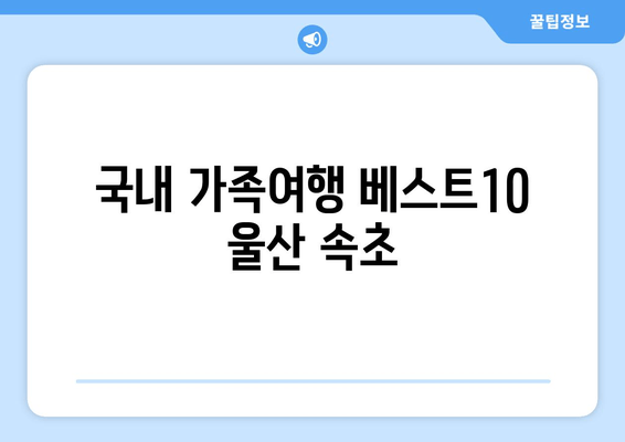 국내 가족여행 베스트10 울산 속초