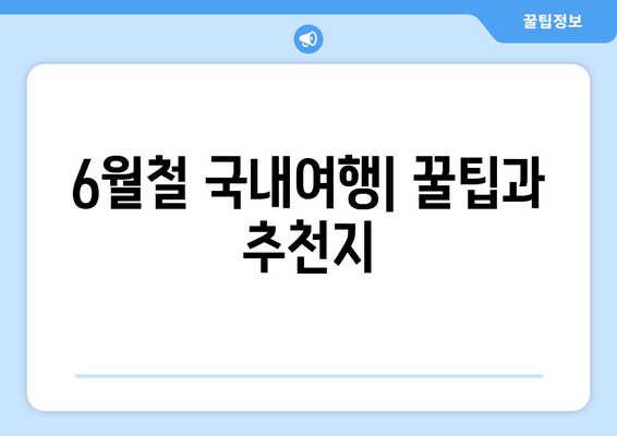 6월철 국내여행| 꿀팁과 추천지