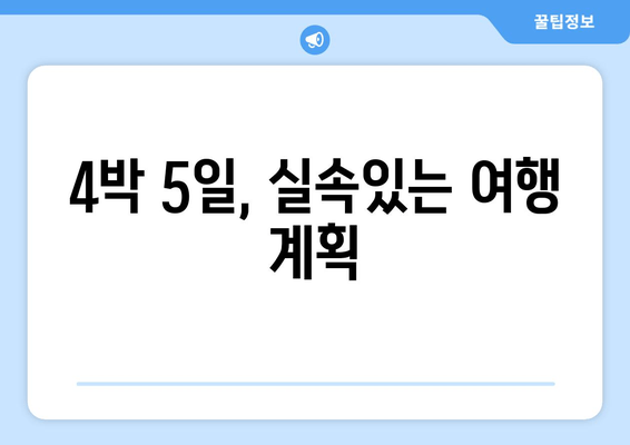 4박 5일, 실속있는 여행 계획